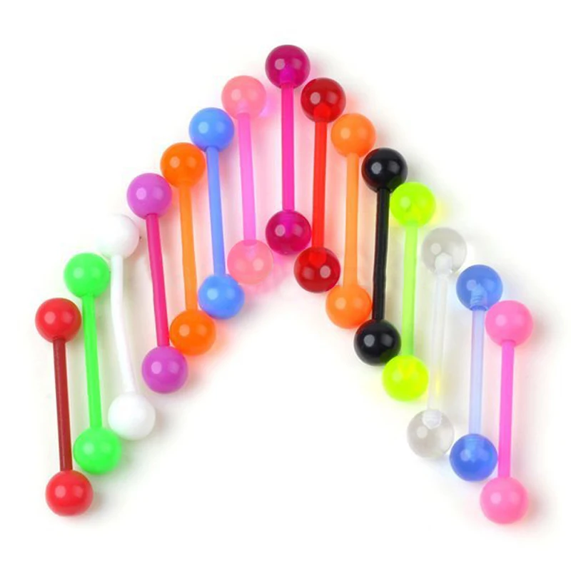 10 шт. Акриловый пирсинг языка для женщин гибкий УФ язычок соска бар кольцо Штанга