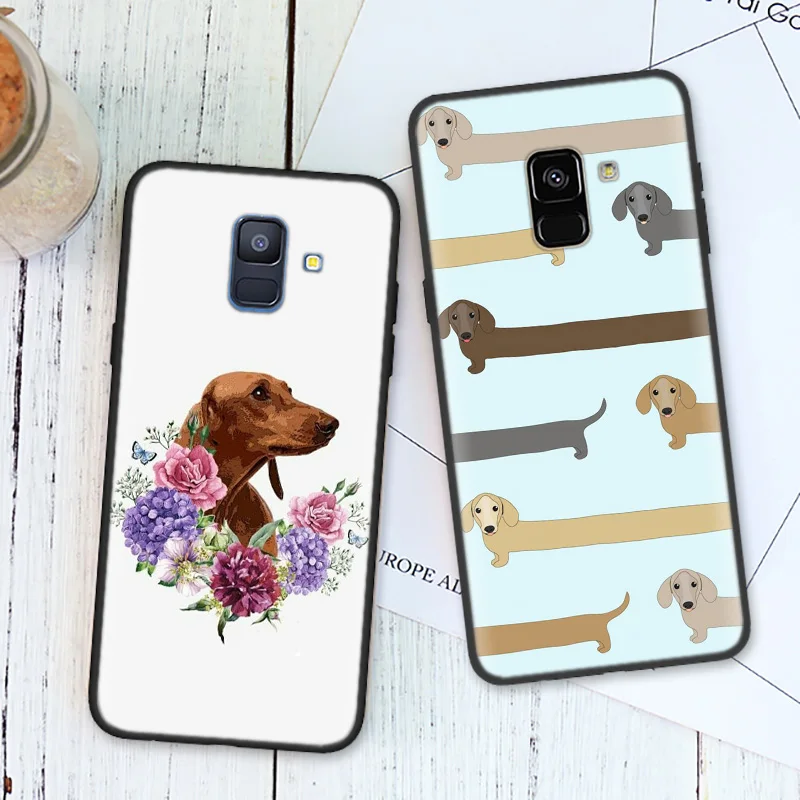 Черный мягкий силиконовый чехол Обложка для samsung Galaxy A7 A70 A50 A40 A30 A20 A10 A8 A9 A6 плюс A20E A6+ A8+ Собака Такса