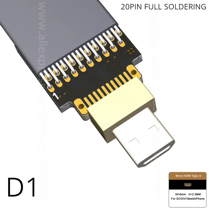 Micro HDMI Mini вниз Угловой кабель Папа папа 5/10/15/20/30/50/80/100 см V2.0 4K x 2K @ 60 Гц для ПК AV HDTV LCD