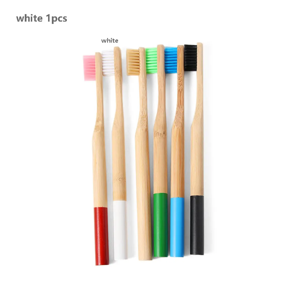 white 1Pcs Natural Bamboo Toothbrush Soft Bristle Eco Friendly Travel Tooth Brush Oral Care Wood Handle cepillo de dientes Drop Ship - Color: white