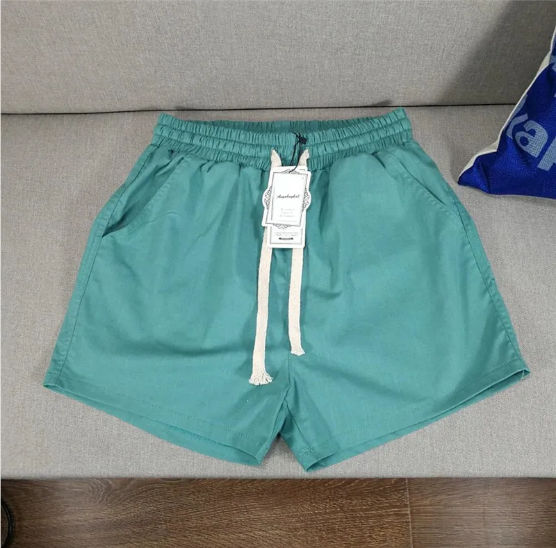 olive green Женские хлопковые льняные белые шорты на шнуровке, штаны-шаровары, летние короткие штаны больших размеров, женские повседневные штаны M-5XL 6XL 7XL - Цвет: olive green