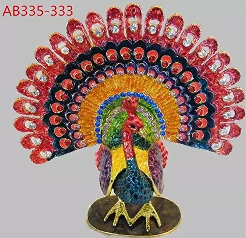 Большая безделушка павлина с птицей ювелирные изделия кристаллами шкатулка