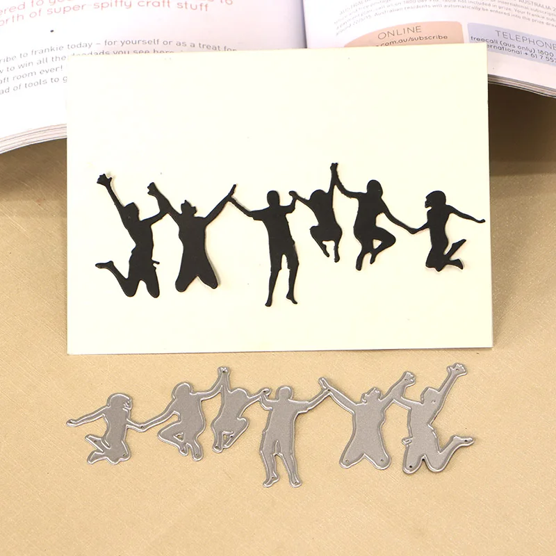 

DUOFEN METAL CUTTING DIES 130298 1pc Jumping friends embossing stencil DIY Scrapbook Paper Album 2018 new