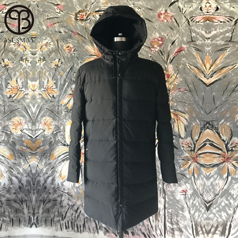 Asesmay Элитный бренд Костюмы Длинные зимняя куртка Для мужчин Куртки толстый