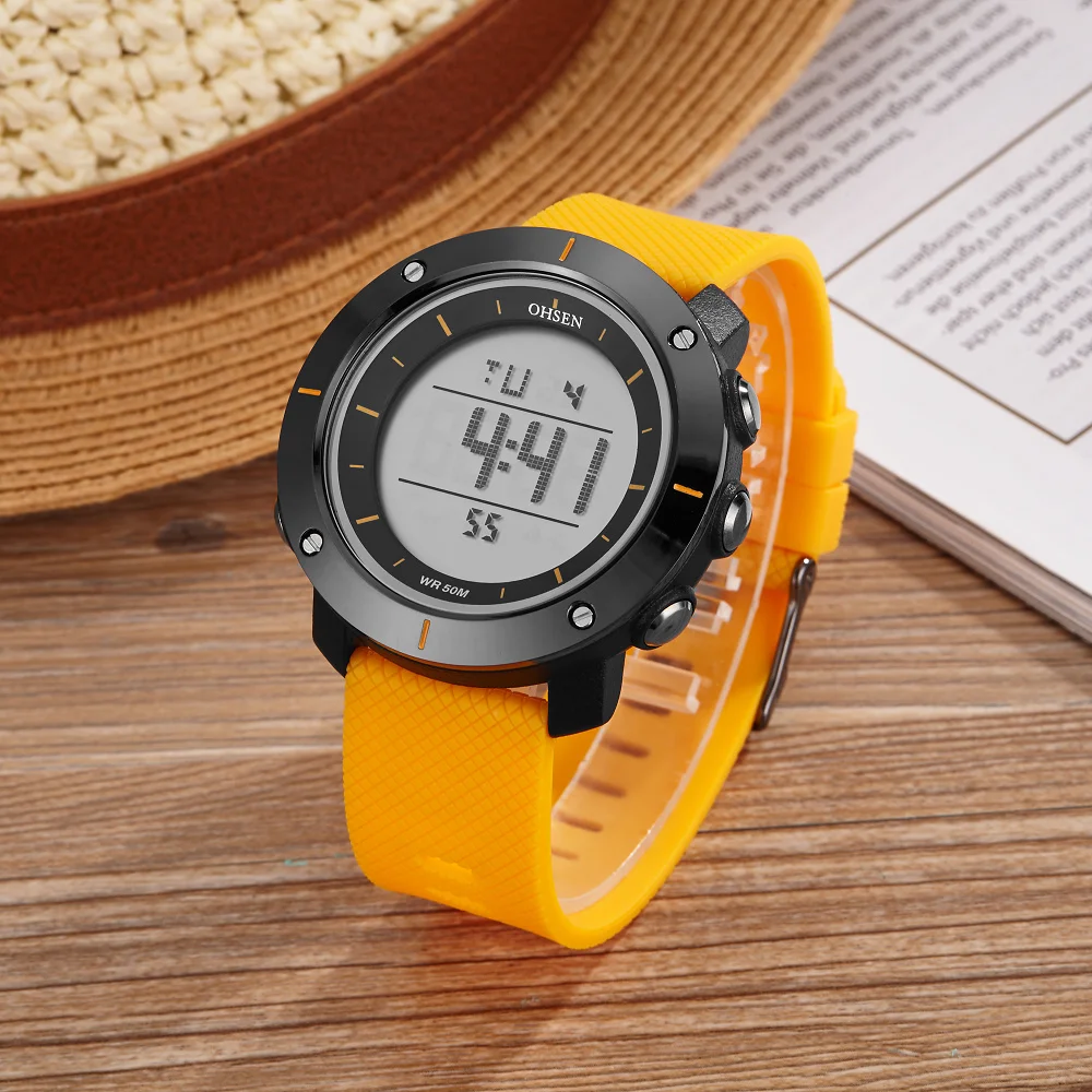 OHSEN цифровой бренд спортивные часы мужские наручные будильник дата секундомер