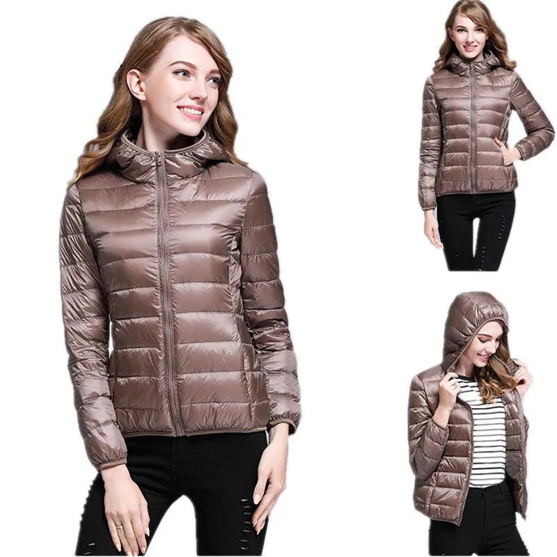 Женский ультра легкий пуховик зимний на утином пуху женская тонкая парка с