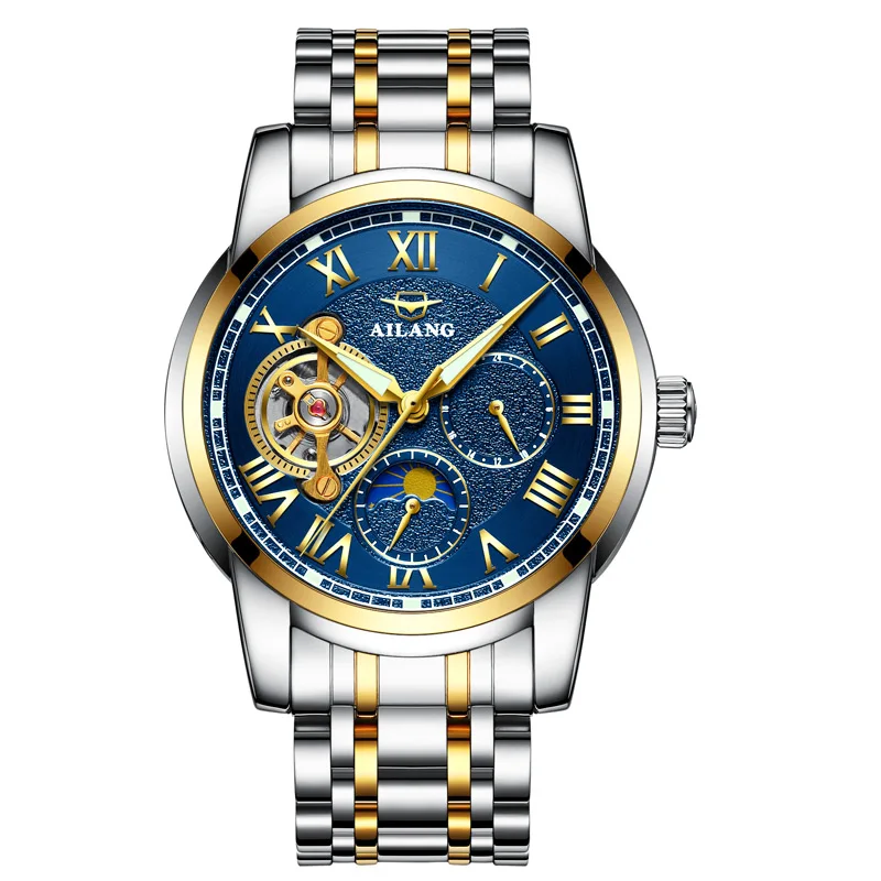 AILANG деловые часы Мужские автоматические светящиеся часы мужские Tourbillon водонепроницаемые механические часы Топ бренд relogio masculino - Цвет: 1