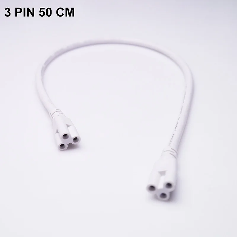 T5 T8 электрический провод разъем 1ft 2ft 3ft 4ft 5ft трехфазный 3pin удлинитель шнура питания кабель для Светодиодный T5 T8 интегрированная трубка - Цвет: 50CM