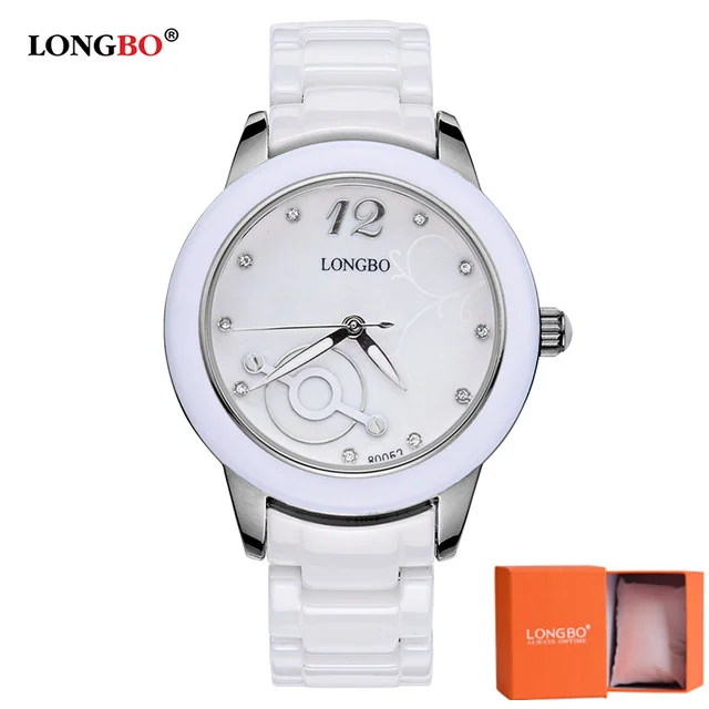 White 1 LONGBO Роскошные брендовые Модные Кварцевые керамические женские наручные часы с ремешком из белого золота, уникальные часы Geneva Hodinky Relogio Feminino - Цвет: White 1