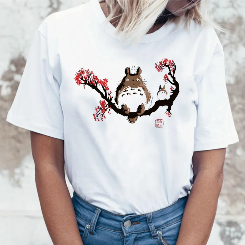 Totoro футболка Женская Топ Футболка корейский стиль Kawaii 80s 90s Графический Harajuku женский Ulzzang Повседневный корейский - Цвет: 2275
