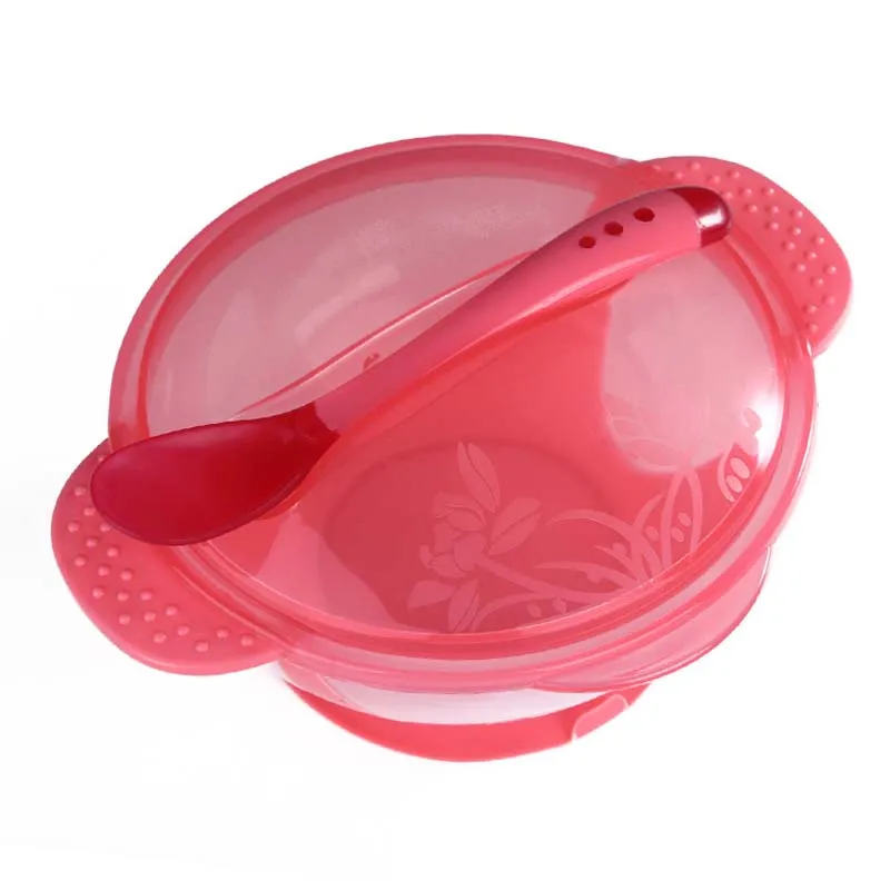 Обучающая чаша с крышкой для кормления детей присоской мультяшная бинауральная