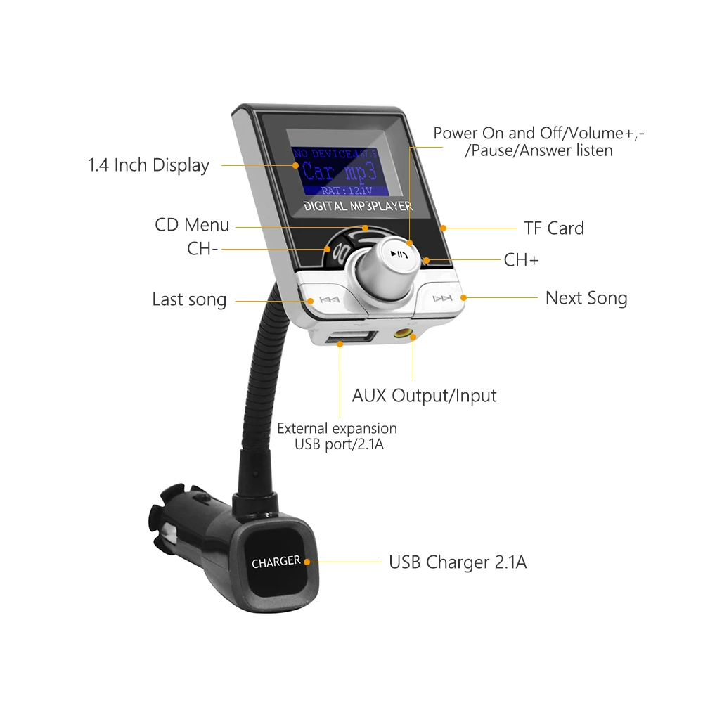 Ddhao многоцелевой fm передатчик беспроводной Bluetooth 4.0 + EDR hands free call автомобильный
