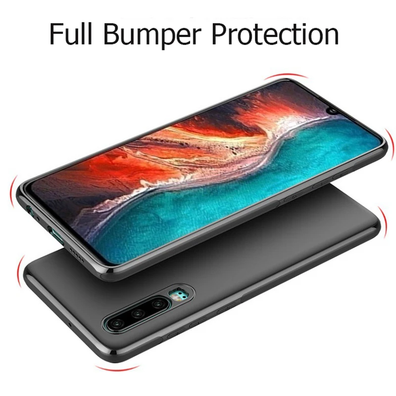 Мягкий матовый Силиконовый чехол для Huawei P30 Pro со скрытым магнитным держателем
