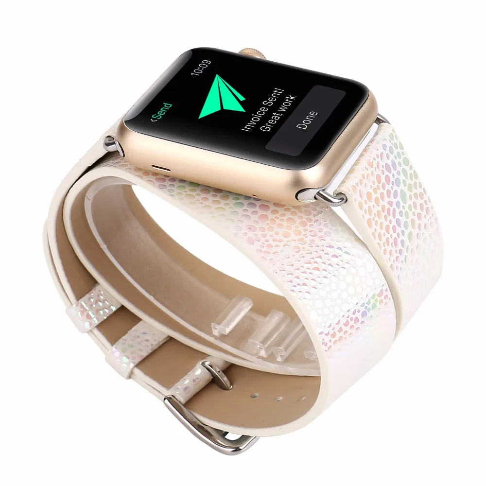 38/42 мм Ремешки для наручных часов iwatch из Натуральной Змеиной кожи Сменные с