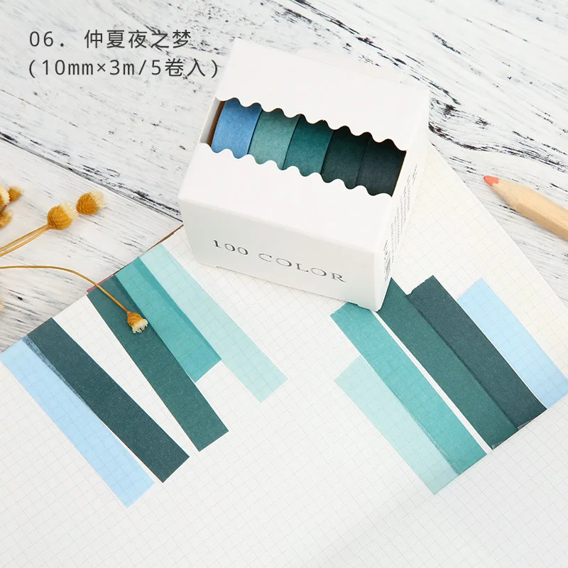 5 шт./упак. теплые Цвет лента Washi DIY Скрапбукинг Стикеры этикетки клейкая лента Школа канцелярских товаров