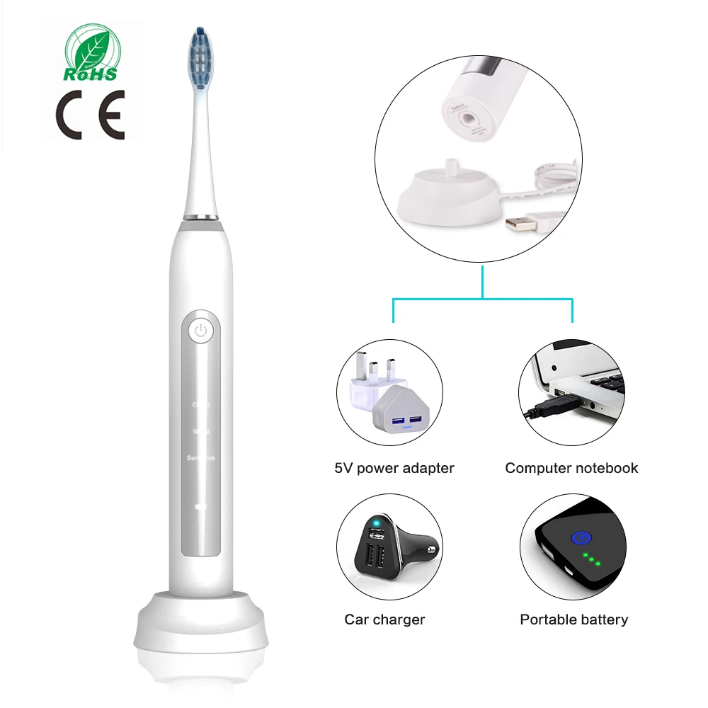Sonic ool 051B ультра звуковая электрическая зубная щетка USB перезаряжаемая 31000 об/мин звуковая электрическая зубная щетка Водонепроницаемая версия ЕС/США