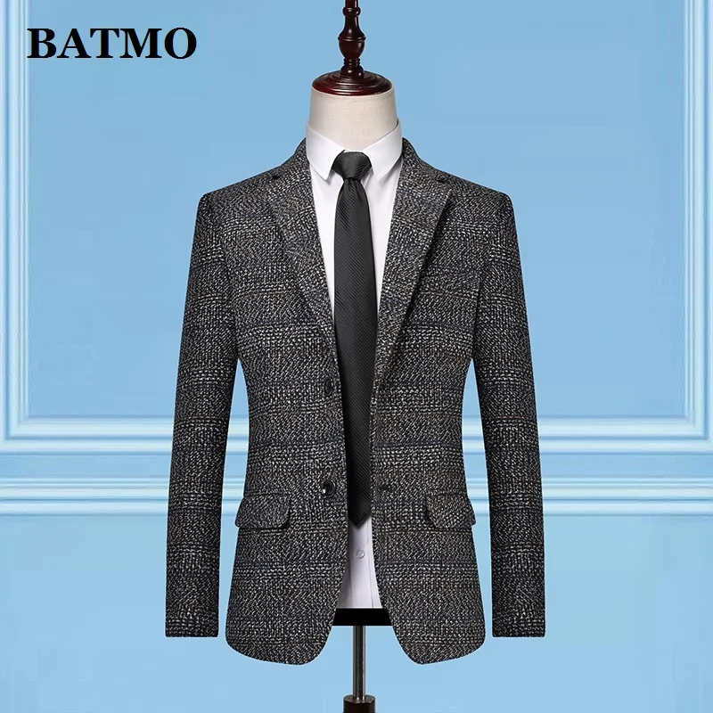 Мужской Блейзер Batmo коричневый Повседневный клетчатый большого размера M-3XL X07 2019 |