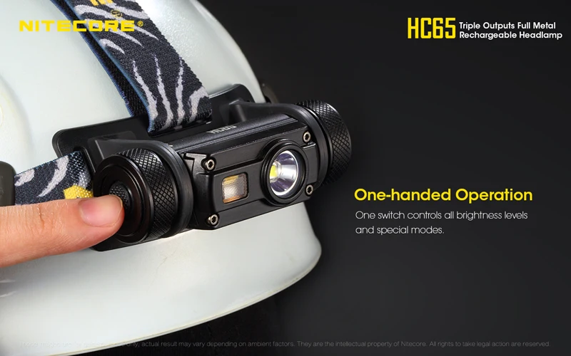 Gold Winner ISPO Award Nitecore HC65 CREE XML2-U2 светодиодный налобный фонарь 1000 люмен с тройным выходом с литий-ионным аккумулятором