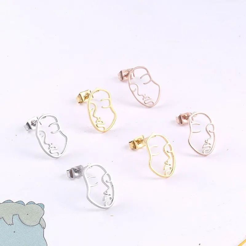 Женские открытые серьги гвоздики RIR корейский дизайн абстрактный уникальные