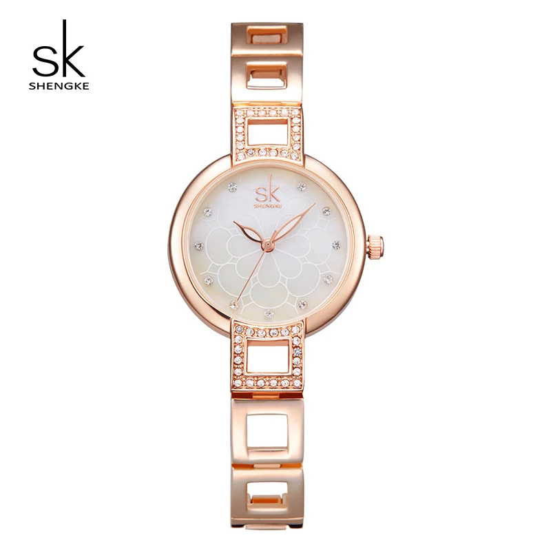 Rose Gold Shengke женские кварцевые часы бренд класса люкс браслет из нержавеющей стали часы женские наручные часы Reloj Mujer женский подарок# K0019 - Цвет: Rose Gold