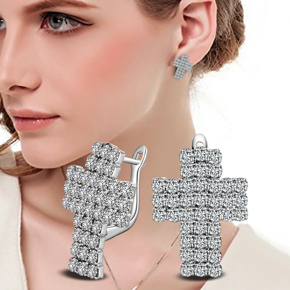 Женские серьги гвоздики серебряного цвета с фианитом|earrings for women|earrings forjesus earrings |