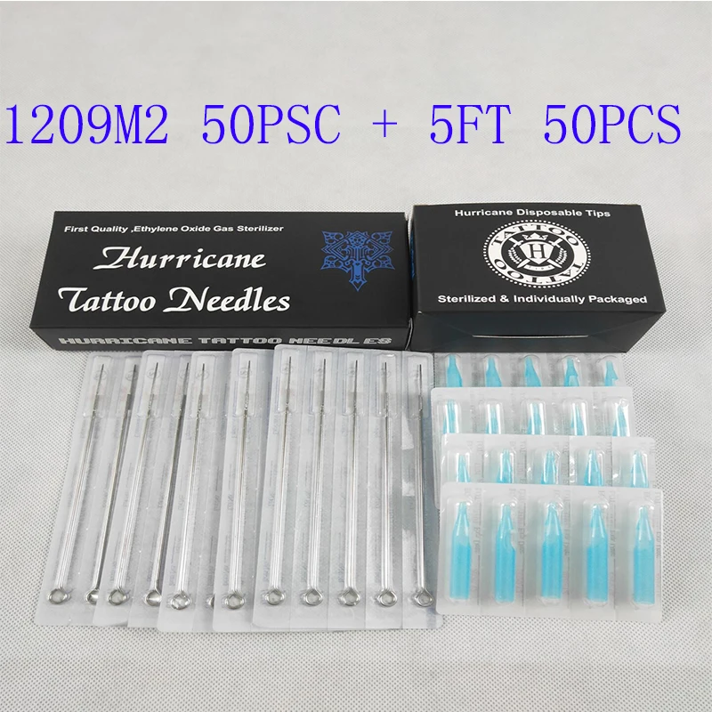 

Tattoo Needles and Tubes Tips Mix (9M2+5FT) - 50PCS Sterile Tattoo Needles 9M2 Mixes 50PCS Disposable Plastic Tattoo Tips 5FT