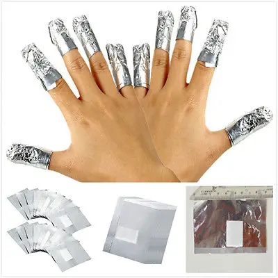 100 шт./лот алюминиевая фольга для дизайна ногтей отмачиваемый акриловый Гель-лак