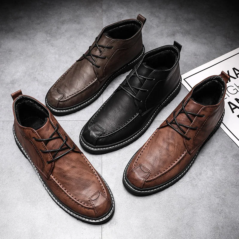 Мужские туфли средней высоты оригинальные мужские лоферы|Зимние сапоги| |