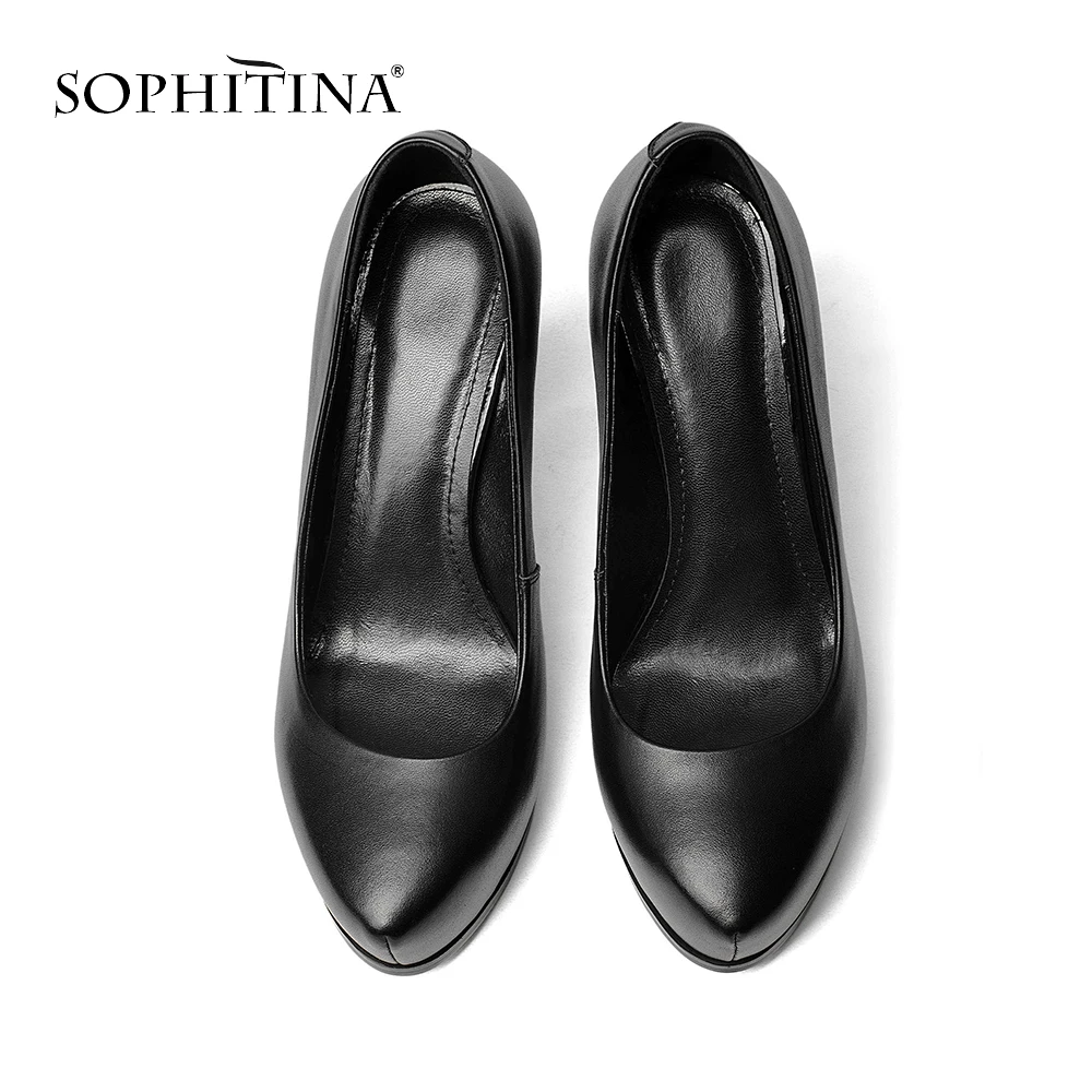 SOPHITINA/пикантные однотонные женские туфли лодочки высокого качества из коровьей