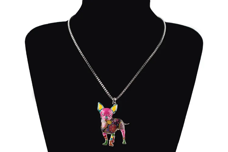 Bonsny Макси Заявление Металла Сплава Чихуахуа Собака Choker Ожерелье Цепи Ошейник Подвеска Мода Новая Эмаль Ювелирные Изделия Для Женщин