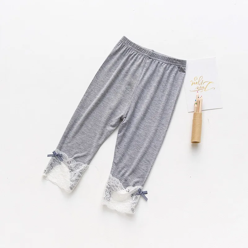 Леггинсы для девочек кружевные штаны до колена хлопковая одежда детей брюки с