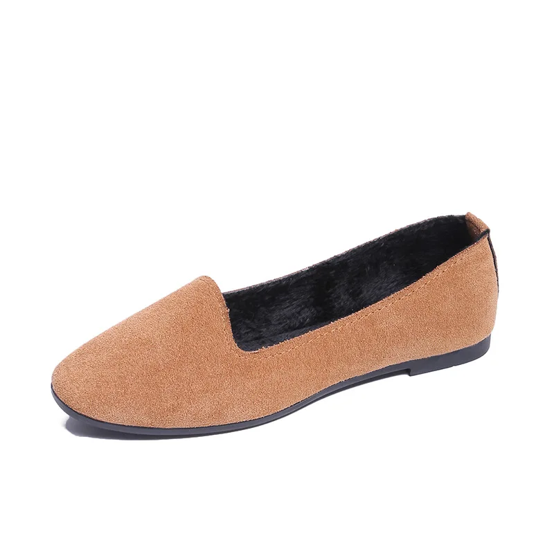 Plardin Fashion Flock Women's Flats For New Summer Slip-On Round Toe Casual Flat Shoes Basic ballet Shoes Woman Size Plus - Цвет: Коричневый