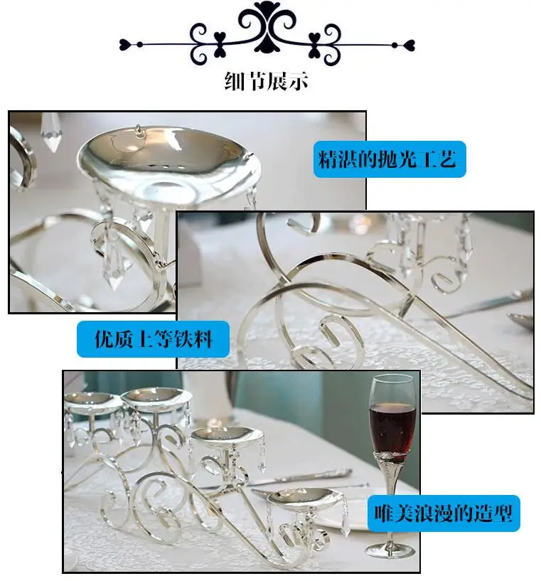 Europe crystal candelabra centerpieces lanterns wedding candlestick decoration metal candle holders for home table decora ZT145B
