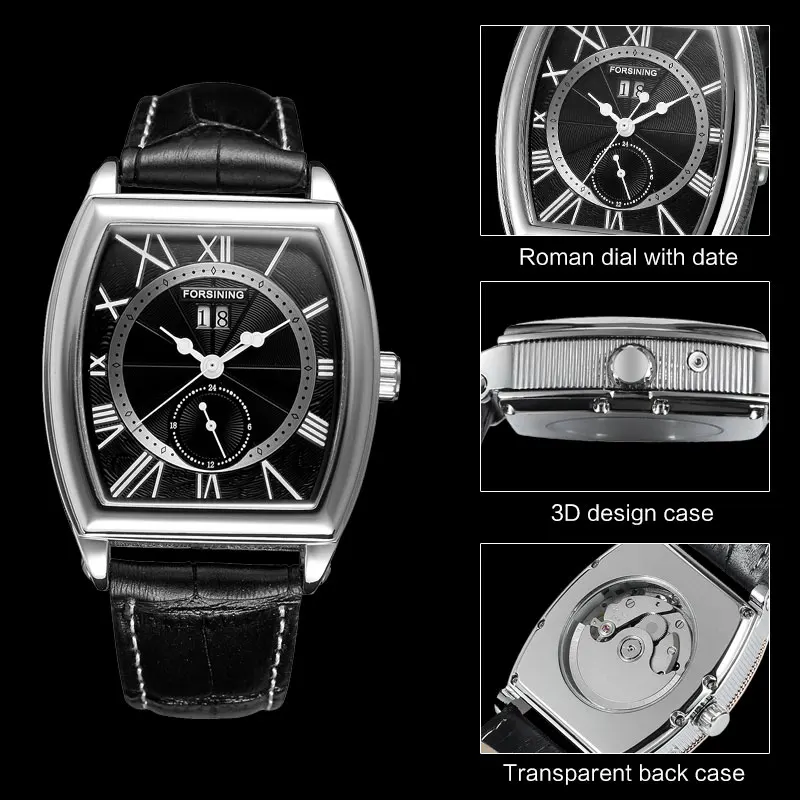 FORSINING классические мужские часы Роскошные Лидирующий бренд Кожа Авто