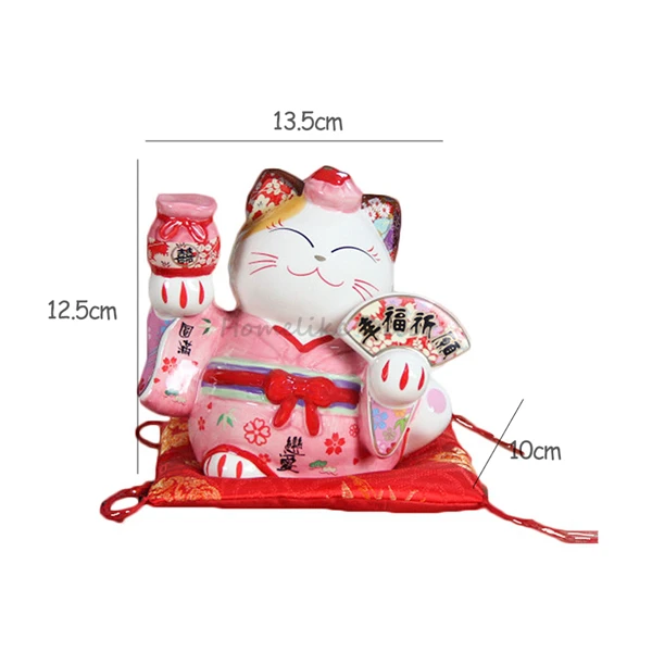 Pink 5 inch Японская керамика Манеки Неко счастливый кот Копилка Кот приносящий удачу фэн шуй ремесла центральный для домашнего свадебного украшения Newlyweds подарок - Цвет: Pink 5 inch