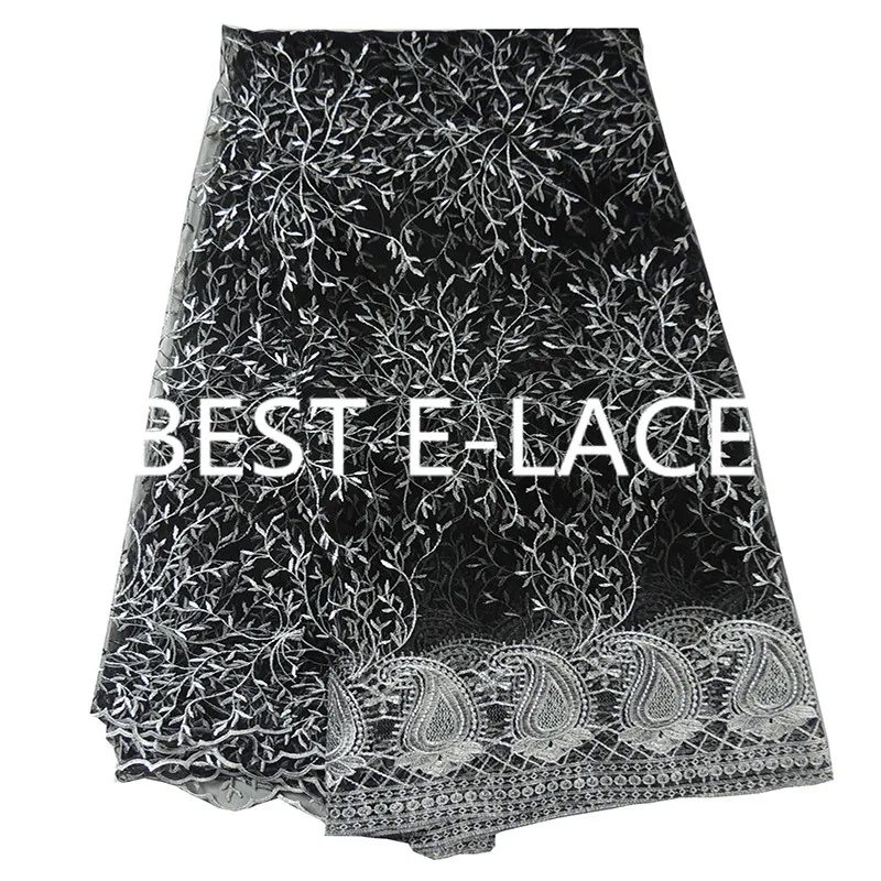 Вышитые Африканский Гипюр Французский шнурок ткани воды синий цвет Высокое