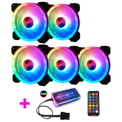 Цветной 120 мм круглый RGB cpu охлаждающий вентилятор+ пульт дистанционного управления с двойной диафрагмой светодиодный светящийся ПК корпус тихий вентилятор водяного охлаждения - Цвет лезвия: Серый
