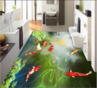 3 d flooring custom waterproof 3d pvc flooring nine fish pond carp swimming 3d bathroom flooring photo wallpaper for walls 3d