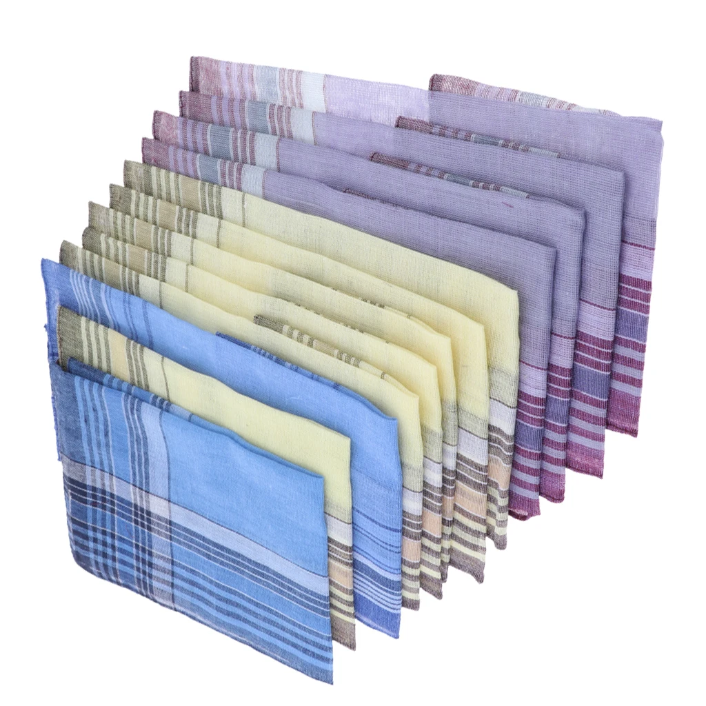 Мужской Хлопковый носовой платок с квадратным клетчатым узором 12x | Аксессуары