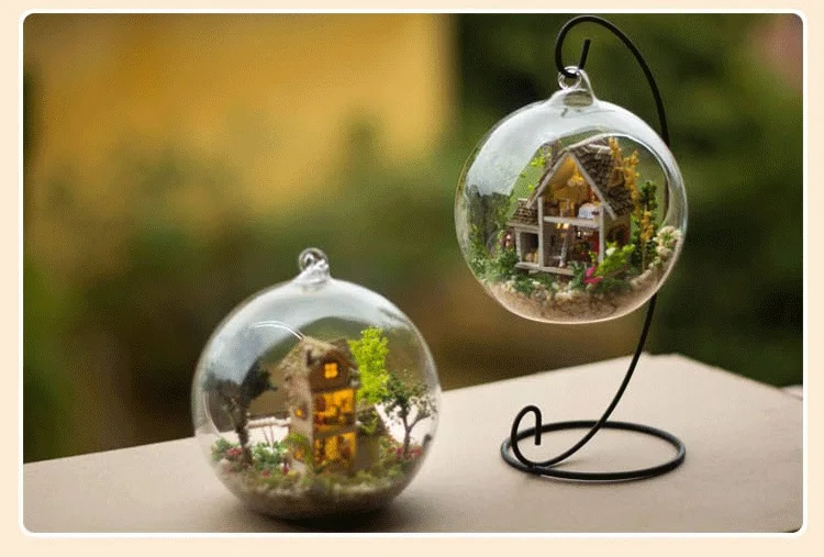 G015 DIY Кукольный дом miniatura мини стеклянный шар модель строительные наборы деревянный миниатюрный кукольный домик игрушка подарок лесная Вилла