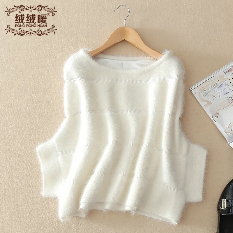 Сейчас вязаный кашемировый свитер из норки женский модный пуловер меха kint куртка