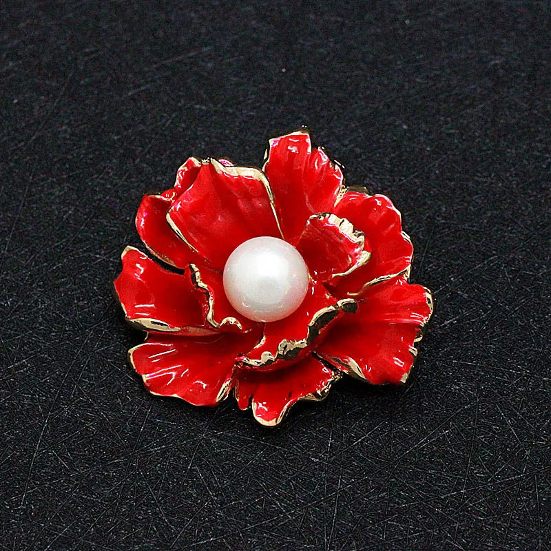 

JUJIE Enamel Flower Brooches For Women Fashion Bijouterie Pearl Brooch Luxury Lapel Pins For Wedding Bridal Apparel Accessories