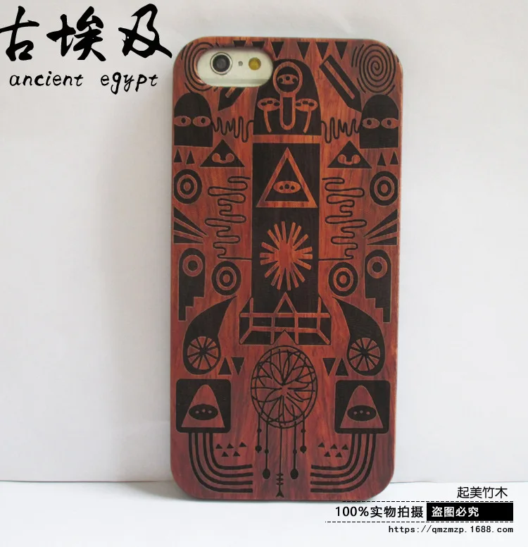 100% Natural Carving Case Для iPhone 7 6 6s плюс 5 5S SE Обложка Противоударный Чехол Стильный