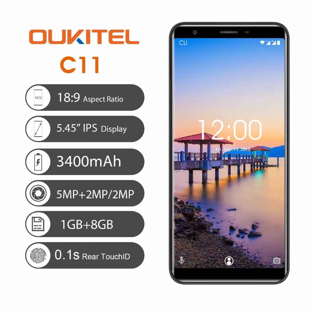 OUKITEL C11 Pro 4G Mobile Phone 5.5 inch 18:9 Display Android 8.1 Quad Core 3G RAM 16G ROM 3400mAh 8.0MP Smartphone | Мобильные