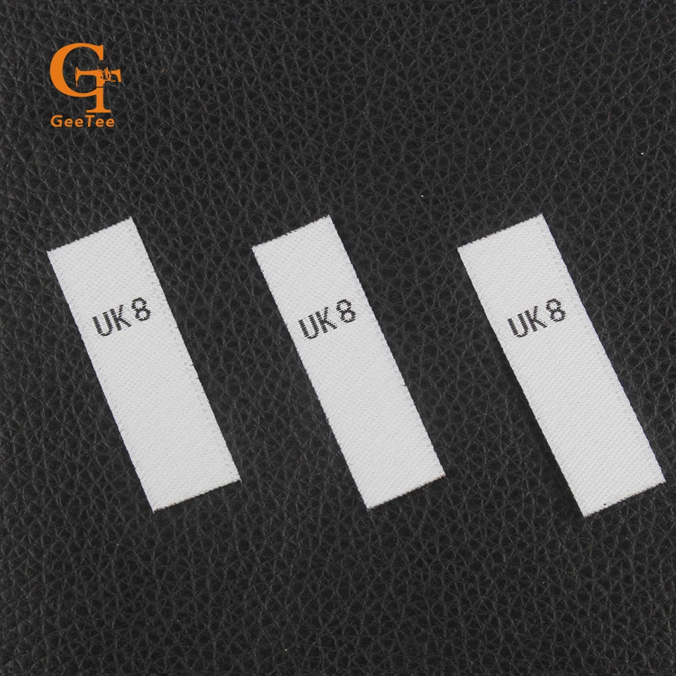 

custom Europe/USA/EU/UK woven size number labels,straight cut pieces size woven tag labels, mix size clothes size label
