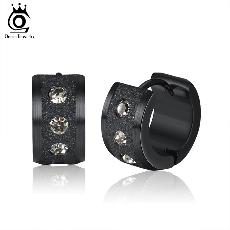 ORSA JEWELS маленькие круглые серьги из нержавеющей стали без содержания свинца и никеля, покрытые блестящими фианитами, серьги-кольца в стиле панк-рок для женщин или мужчин GTE01