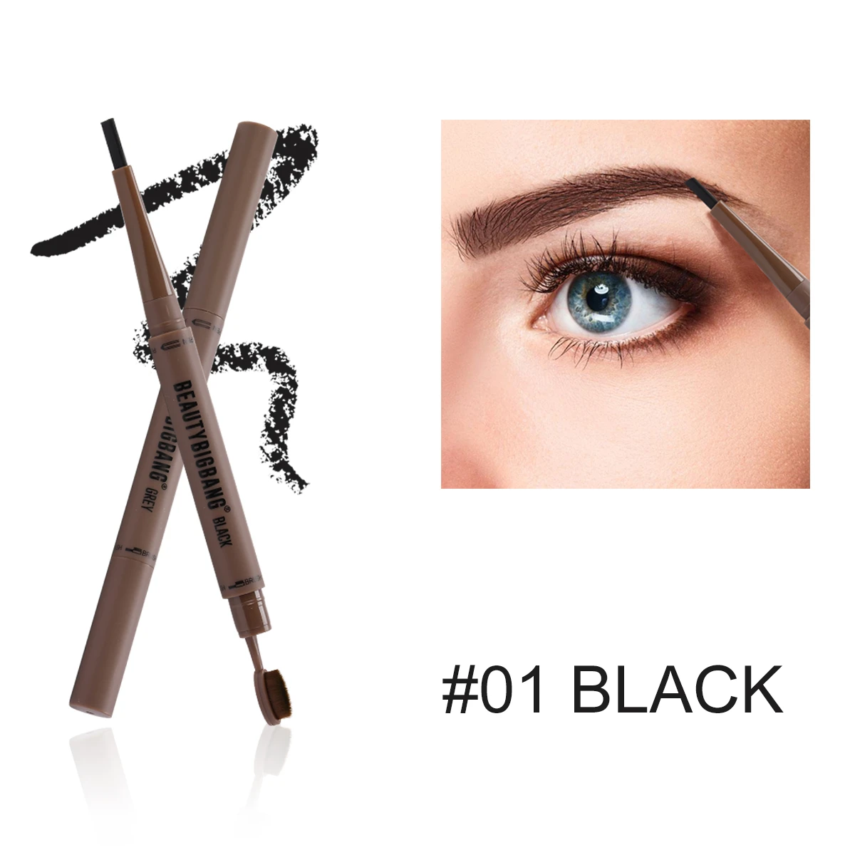 BEAUTYBIGBANG карандаш для бровей с двойной головкой черный коричневый Sobrancelha Maquillaje