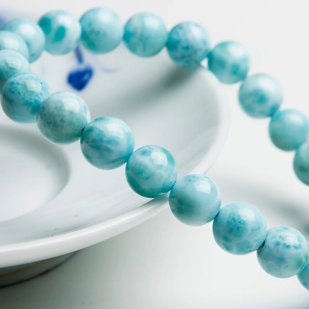 8 мм браслет из натуральных синих бусин Larimar от Dominica Gemstone Healing Stretch Water Pattern AAAAAA |