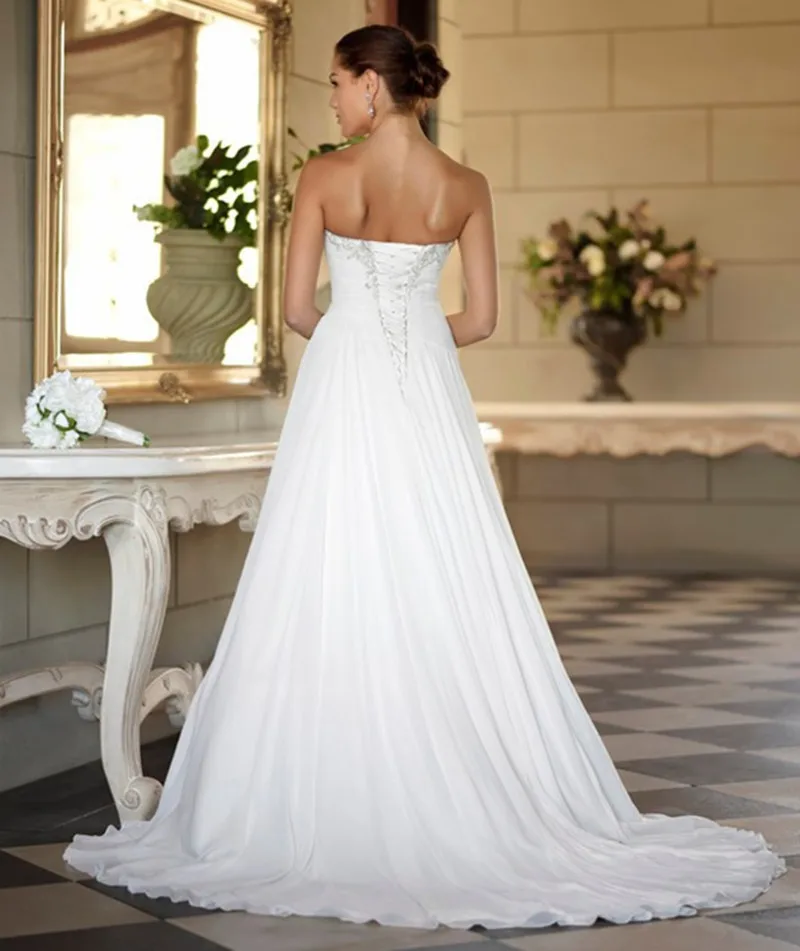 Elegant Sweetheart Appliques Beading A Line Chiffon Robe De Mariage White Wedding Dresses 2017 Vestido Noiva Alibaba China | Свадьбы и