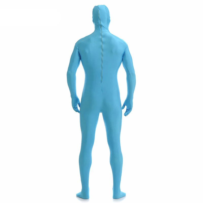 Ainclu 24 hours Light Sky Blue Spandex Zentai Suit for Men Halloween Jumpsuit Romper Rush order/Same day shipping | Тематическая